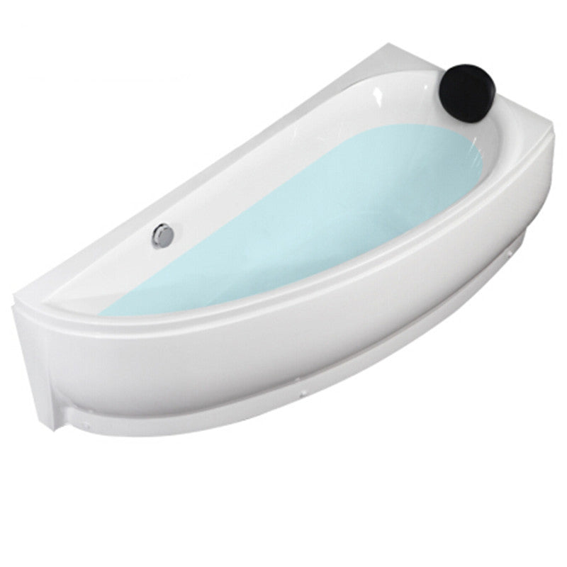 Acrylic Corner Modern Bathtub Acrylic White Soaking Back to Wall Bath Left Tub with Pillow Clearhalo 'Bathroom Remodel & Bathroom Fixtures' 'Bathtubs' 'Home Improvement' 'home_improvement' 'home_improvement_bathtubs' 'Showers & Bathtubs' 7115786