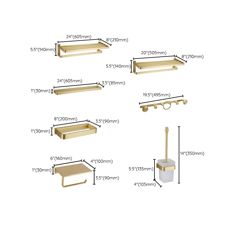 Brass Vintage Bathroom Set Brushed Brass Bathroom Accessory as Individual or as a Set Clearhalo 'Bathroom Hardware Sets' 'Bathroom Hardware' 'Bathroom Remodel & Bathroom Fixtures' 'bathroom_hardware_sets' 'Home Improvement' 'home_improvement' 'home_improvement_bathroom_hardware_sets' 7115885