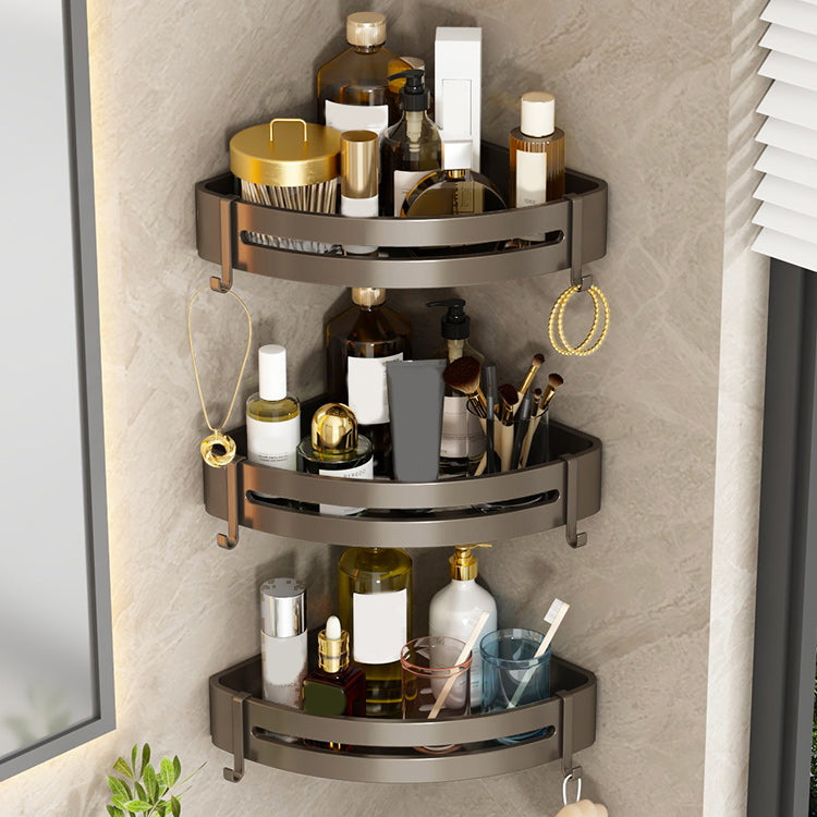 Contemporary Bathroom Accessory Set 3-Piece Bath Shelf with Hooks 3 Piece Set Triangular Bath Shelf Clearhalo 'Bathroom Hardware Sets' 'Bathroom Hardware' 'Bathroom Remodel & Bathroom Fixtures' 'bathroom_hardware_sets' 'Home Improvement' 'home_improvement' 'home_improvement_bathroom_hardware_sets' 7115887