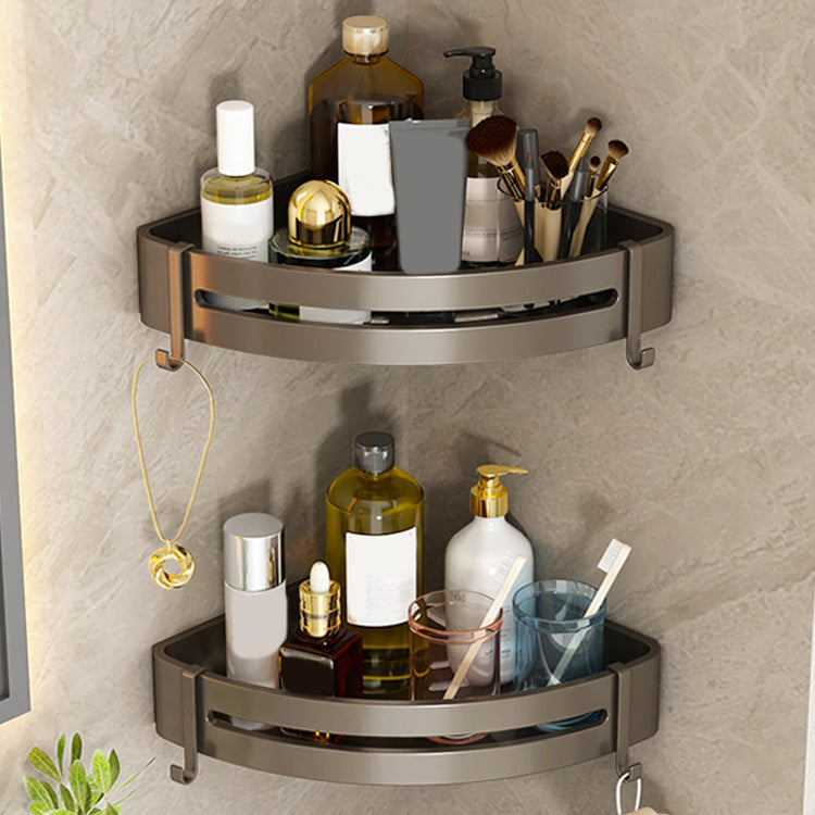 Contemporary Bathroom Accessory Set 3-Piece Bath Shelf with Hooks 2 Piece Set Triangular Bath Shelf Clearhalo 'Bathroom Hardware Sets' 'Bathroom Hardware' 'Bathroom Remodel & Bathroom Fixtures' 'bathroom_hardware_sets' 'Home Improvement' 'home_improvement' 'home_improvement_bathroom_hardware_sets' 7115890