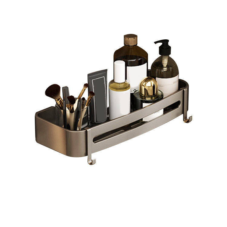 Contemporary Bathroom Accessory Set 3-Piece Bath Shelf with Hooks 1 Piece Square Bath Shelf Clearhalo 'Bathroom Hardware Sets' 'Bathroom Hardware' 'Bathroom Remodel & Bathroom Fixtures' 'bathroom_hardware_sets' 'Home Improvement' 'home_improvement' 'home_improvement_bathroom_hardware_sets' 7115895