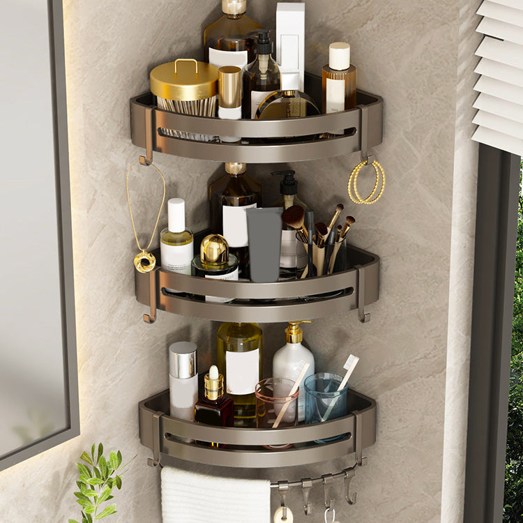 Contemporary Bathroom Accessory Set 3-Piece Bath Shelf with Hooks 3 Piece Set Triangle Bath Shelf (with Hook) Clearhalo 'Bathroom Hardware Sets' 'Bathroom Hardware' 'Bathroom Remodel & Bathroom Fixtures' 'bathroom_hardware_sets' 'Home Improvement' 'home_improvement' 'home_improvement_bathroom_hardware_sets' 7115899