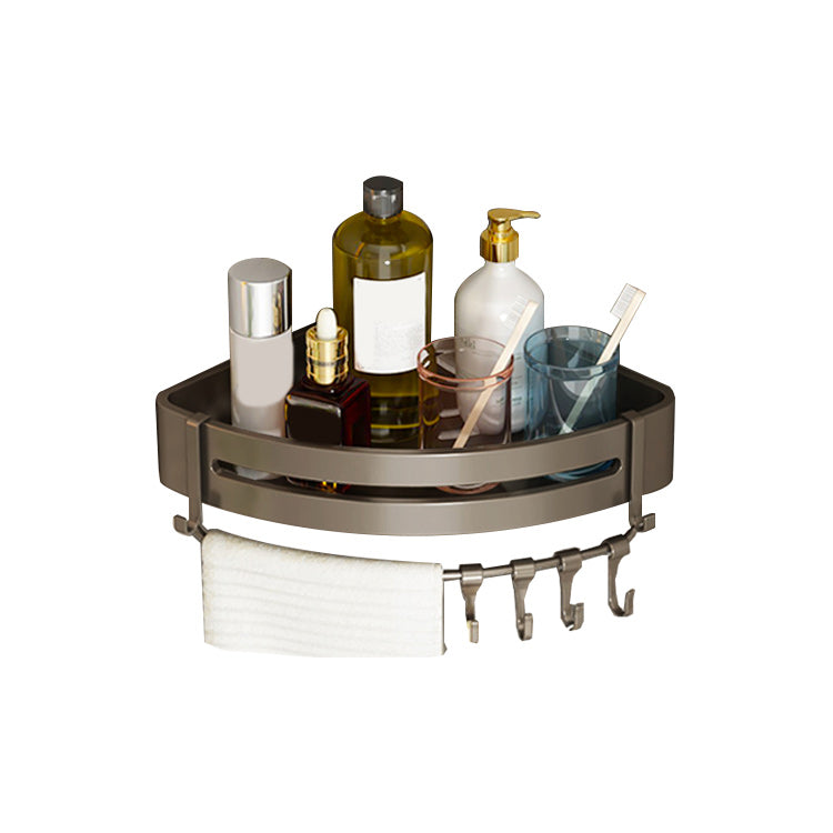 Contemporary Bathroom Accessory Set 3-Piece Bath Shelf with Hooks -  Clearhalo