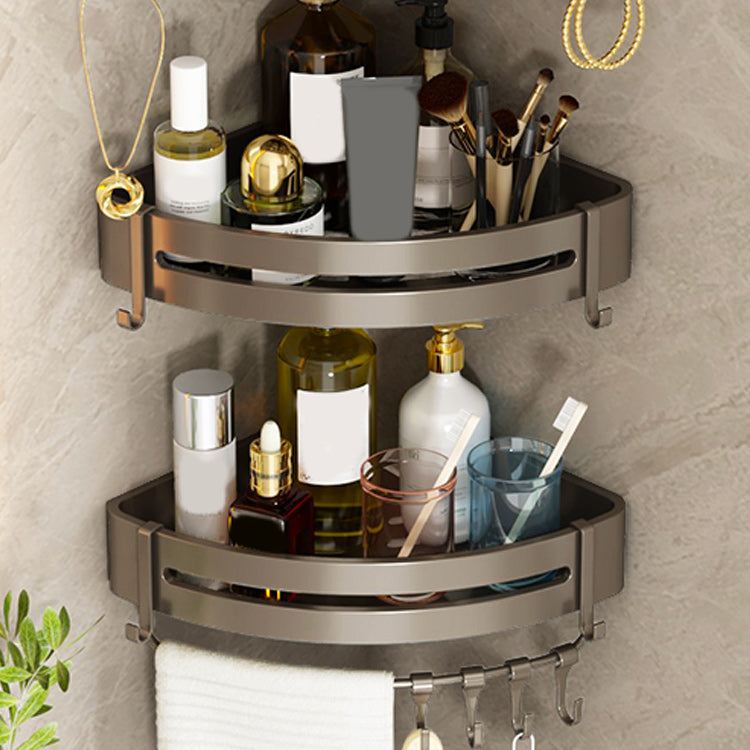 Contemporary Bathroom Accessory Set 3-Piece Bath Shelf with Hooks 2 Piece Set Triangle Bath Shelf (with Hook) Clearhalo 'Bathroom Hardware Sets' 'Bathroom Hardware' 'Bathroom Remodel & Bathroom Fixtures' 'bathroom_hardware_sets' 'Home Improvement' 'home_improvement' 'home_improvement_bathroom_hardware_sets' 7115903