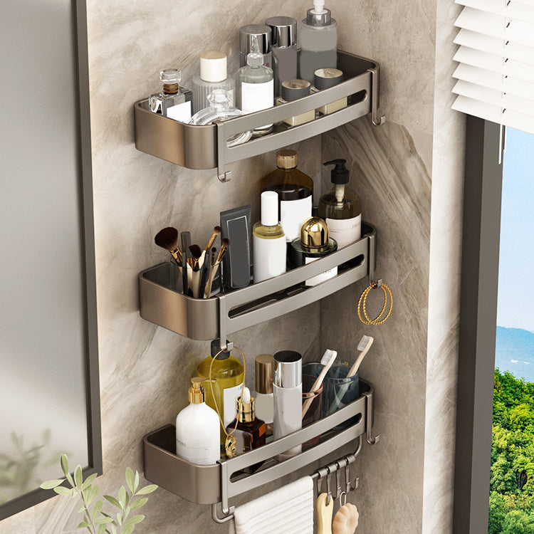 Contemporary Bathroom Accessory Set 3-Piece Bath Shelf with Hooks 3 Piece Set Bathroom Shelf (With Hook) Clearhalo 'Bathroom Hardware Sets' 'Bathroom Hardware' 'Bathroom Remodel & Bathroom Fixtures' 'bathroom_hardware_sets' 'Home Improvement' 'home_improvement' 'home_improvement_bathroom_hardware_sets' 7115905