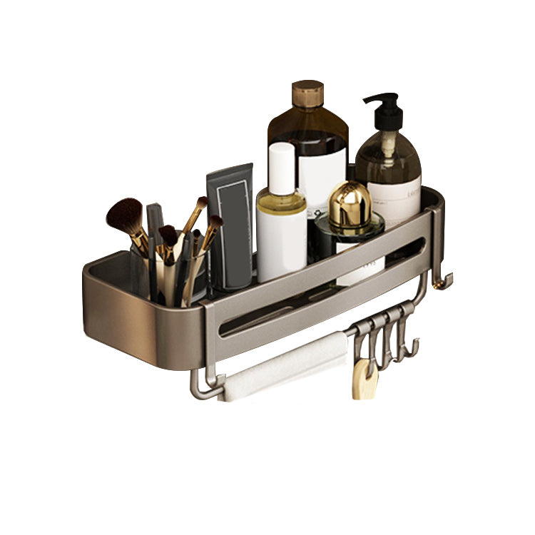 Contemporary Bathroom Accessory Set 3-Piece Bath Shelf with Hooks 1 Piece Bathroom Shelf (With Hook) Clearhalo 'Bathroom Hardware Sets' 'Bathroom Hardware' 'Bathroom Remodel & Bathroom Fixtures' 'bathroom_hardware_sets' 'Home Improvement' 'home_improvement' 'home_improvement_bathroom_hardware_sets' 7115906