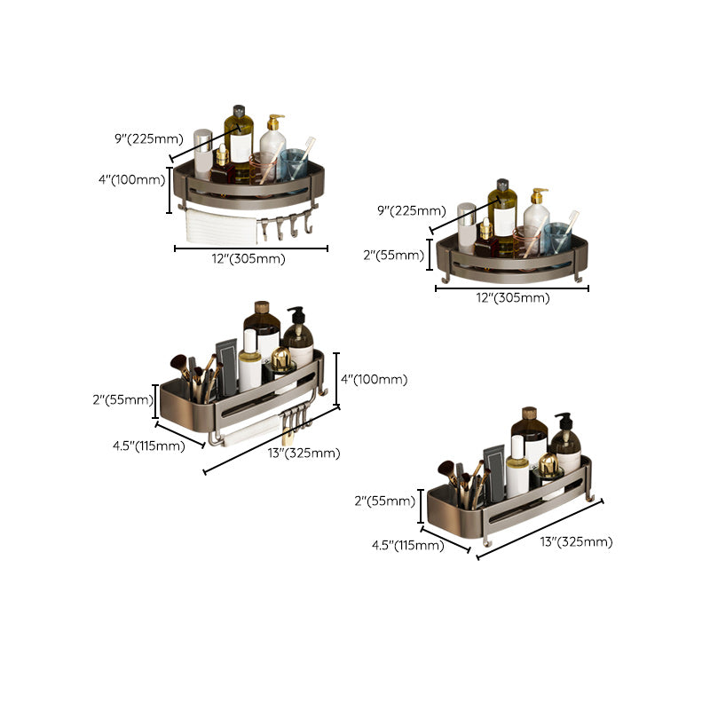 Contemporary Bathroom Accessory Set 3-Piece Bath Shelf with Hooks Clearhalo 'Bathroom Hardware Sets' 'Bathroom Hardware' 'Bathroom Remodel & Bathroom Fixtures' 'bathroom_hardware_sets' 'Home Improvement' 'home_improvement' 'home_improvement_bathroom_hardware_sets' 7115908