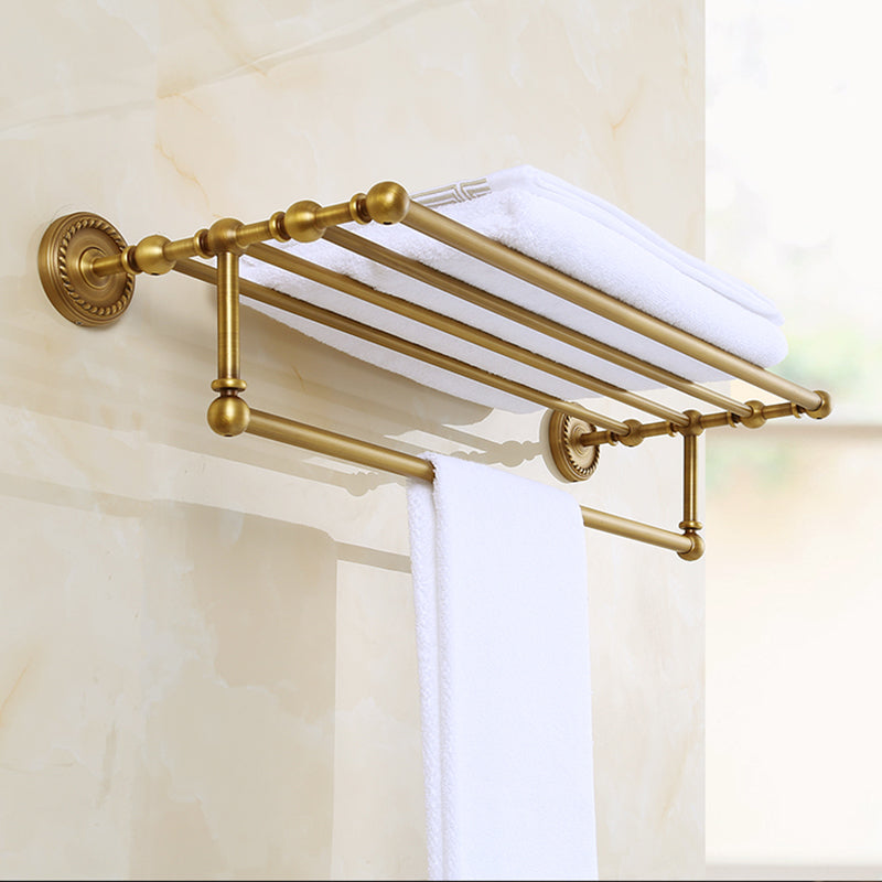 Brass Traditional Bathroom Accessory Set Vintage Bronze Bath Shelf/Towel Bar/Robe Hook Clearhalo 'Bathroom Hardware Sets' 'Bathroom Hardware' 'Bathroom Remodel & Bathroom Fixtures' 'bathroom_hardware_sets' 'Home Improvement' 'home_improvement' 'home_improvement_bathroom_hardware_sets' 7115913