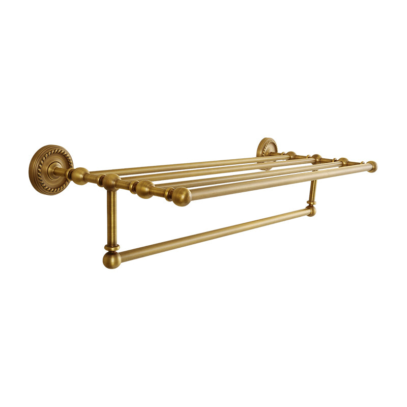 Brass Traditional Bathroom Accessory Set Vintage Bronze Bath Shelf/Towel Bar/Robe Hook Clearhalo 'Bathroom Hardware Sets' 'Bathroom Hardware' 'Bathroom Remodel & Bathroom Fixtures' 'bathroom_hardware_sets' 'Home Improvement' 'home_improvement' 'home_improvement_bathroom_hardware_sets' 7115918