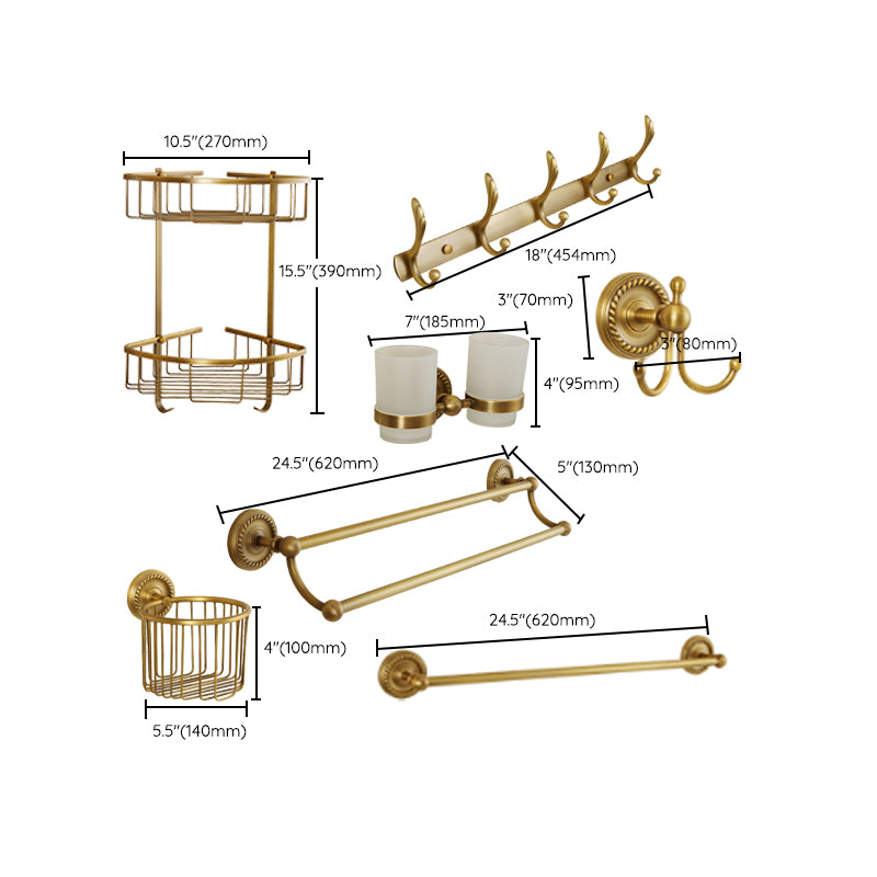 Modern Brushed Brass Bathroom Accessories Hardware Set with Towel