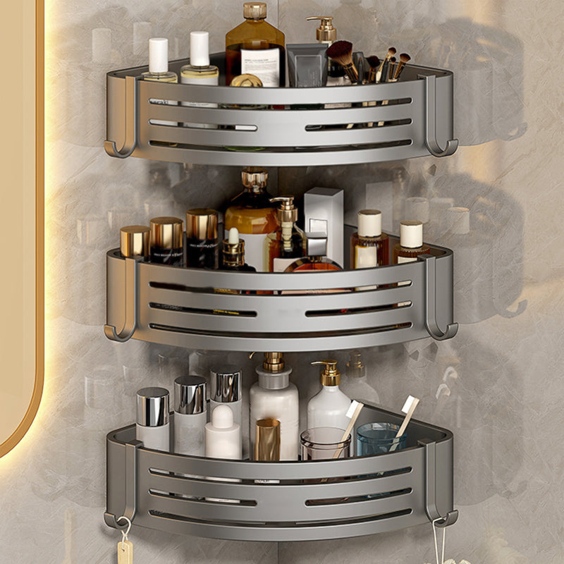 3 Piece Bathroom Accessory Set Contemporary Aluminum Bath Shelf Grey 3 Piece Set Triangular Bath Shelf Clearhalo 'Bathroom Hardware Sets' 'Bathroom Hardware' 'Bathroom Remodel & Bathroom Fixtures' 'bathroom_hardware_sets' 'Home Improvement' 'home_improvement' 'home_improvement_bathroom_hardware_sets' 7115943