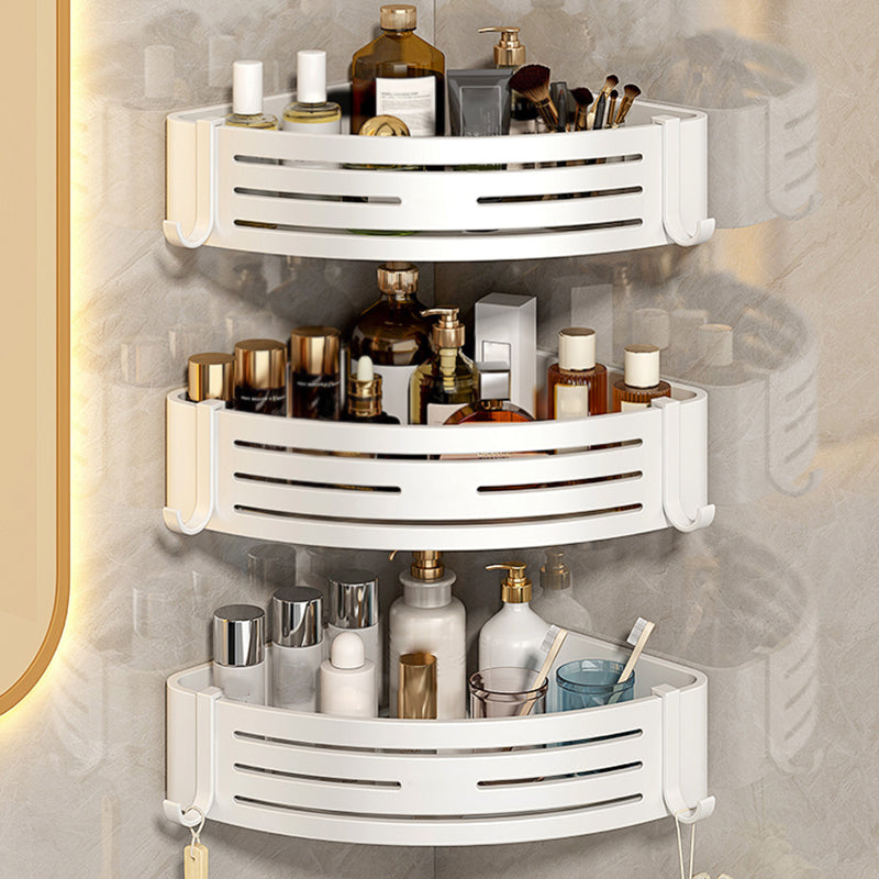 Contemporary Bathroom Accessory Set 3-Piece Bath Shelf with Hooks -  Clearhalo