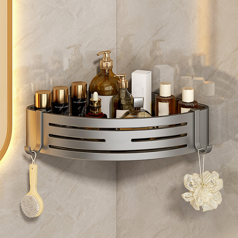 3 Piece Bathroom Accessory Set Contemporary Aluminum Bath Shelf Grey 1 Piece Triangular Bath Shelf Clearhalo 'Bathroom Hardware Sets' 'Bathroom Hardware' 'Bathroom Remodel & Bathroom Fixtures' 'bathroom_hardware_sets' 'Home Improvement' 'home_improvement' 'home_improvement_bathroom_hardware_sets' 7115950