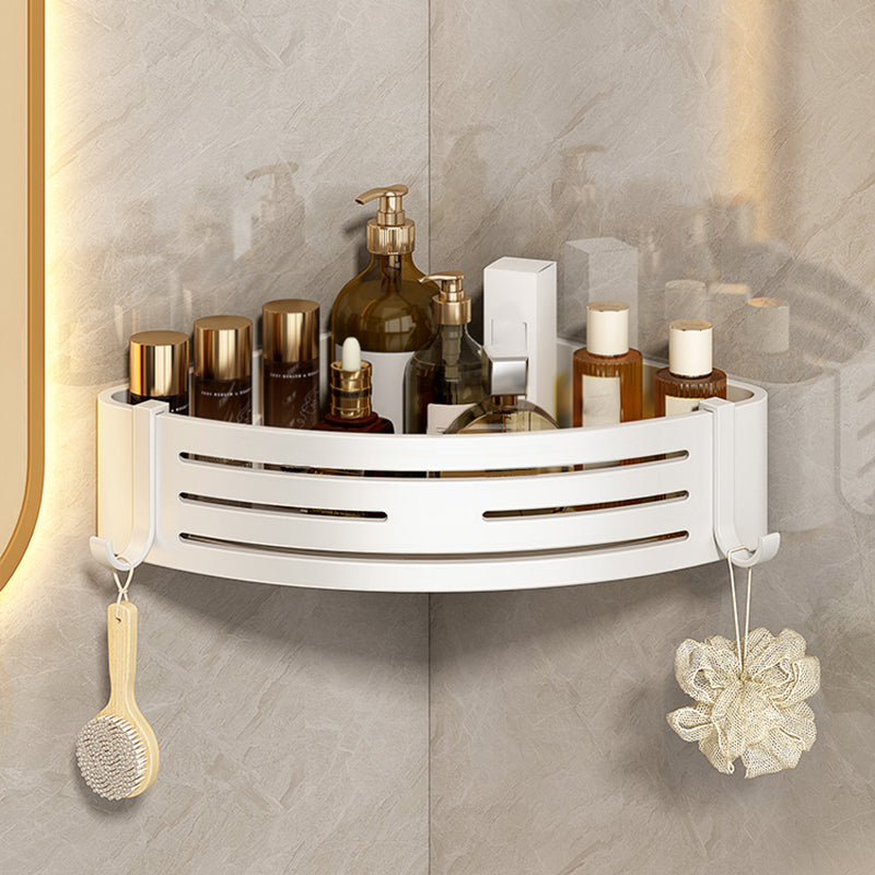 Contemporary Bathroom Accessory Set 3-Piece Bath Shelf with Hooks -  Clearhalo