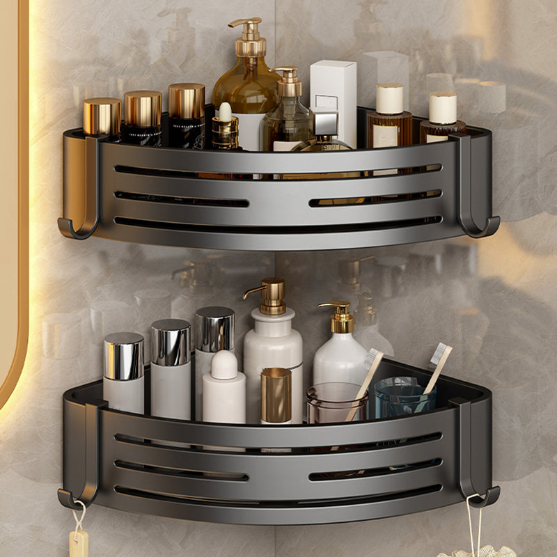 3 Piece Bathroom Accessory Set Contemporary Aluminum Bath Shelf Black 2 Piece Set Triangular Bath Shelf Clearhalo 'Bathroom Hardware Sets' 'Bathroom Hardware' 'Bathroom Remodel & Bathroom Fixtures' 'bathroom_hardware_sets' 'Home Improvement' 'home_improvement' 'home_improvement_bathroom_hardware_sets' 7115953