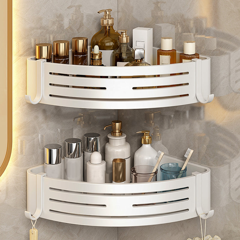 3 Piece Bathroom Accessory Set Contemporary Aluminum Bath Shelf White 2 Piece Set Triangular Bath Shelf Clearhalo 'Bathroom Hardware Sets' 'Bathroom Hardware' 'Bathroom Remodel & Bathroom Fixtures' 'bathroom_hardware_sets' 'Home Improvement' 'home_improvement' 'home_improvement_bathroom_hardware_sets' 7115958