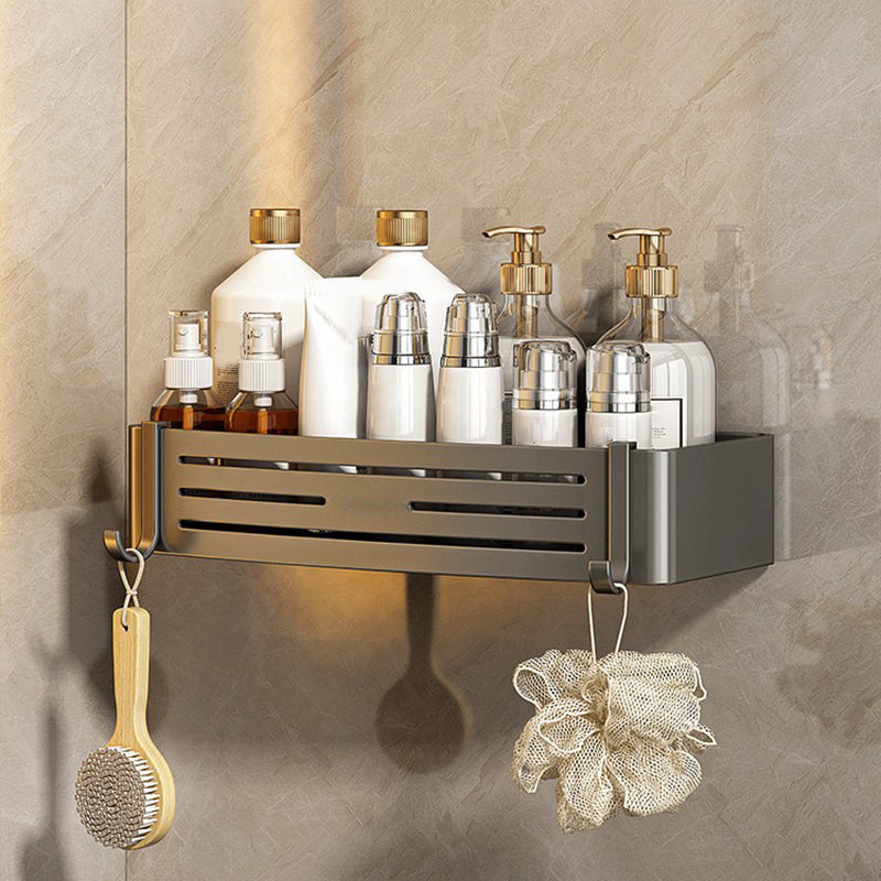 3 Piece Bathroom Accessory Set Contemporary Aluminum Bath Shelf Grey 1 Piece Square Bath Shelf Clearhalo 'Bathroom Hardware Sets' 'Bathroom Hardware' 'Bathroom Remodel & Bathroom Fixtures' 'bathroom_hardware_sets' 'Home Improvement' 'home_improvement' 'home_improvement_bathroom_hardware_sets' 7115959