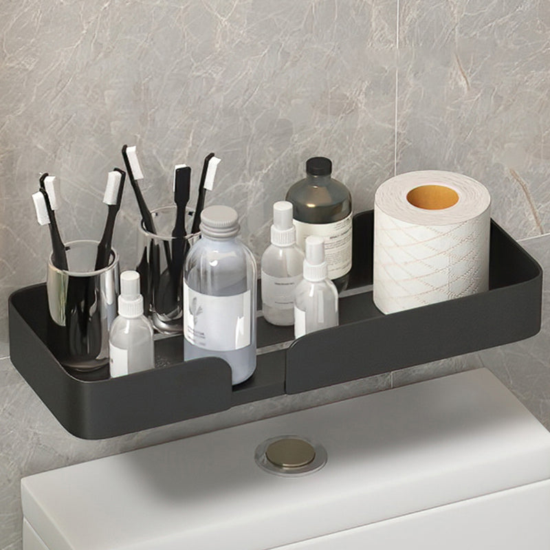 Modern Rectangular Bath Shelf 2/3-Piece Bathroom Accessory Set 14" Black 1 Piece Clearhalo 'Bathroom Hardware Sets' 'Bathroom Hardware' 'Bathroom Remodel & Bathroom Fixtures' 'bathroom_hardware_sets' 'Home Improvement' 'home_improvement' 'home_improvement_bathroom_hardware_sets' 7115965