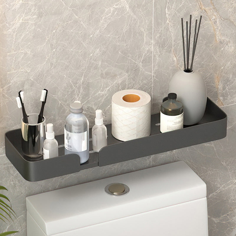 Modern Rectangular Bath Shelf 2/3-Piece Bathroom Accessory Set 18" Black 1 Piece Clearhalo 'Bathroom Hardware Sets' 'Bathroom Hardware' 'Bathroom Remodel & Bathroom Fixtures' 'bathroom_hardware_sets' 'Home Improvement' 'home_improvement' 'home_improvement_bathroom_hardware_sets' 7115972