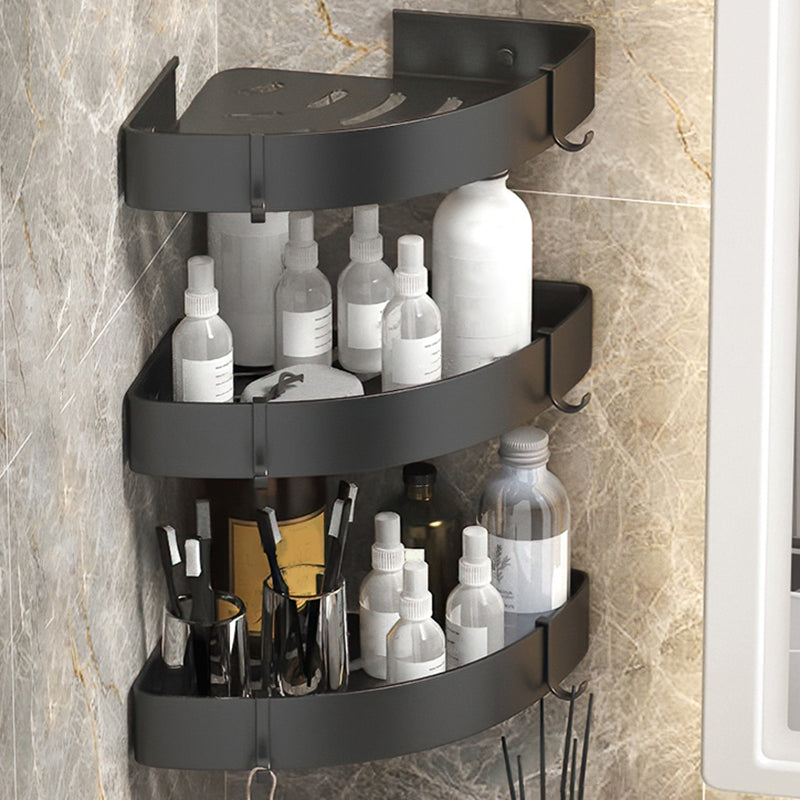 Modern 2/3-Piece Bathroom Set Stainless Triangle Bath Shelf in Aluminum Black Triangle 3 Piece Set Clearhalo 'Bathroom Hardware Sets' 'Bathroom Hardware' 'Bathroom Remodel & Bathroom Fixtures' 'bathroom_hardware_sets' 'Home Improvement' 'home_improvement' 'home_improvement_bathroom_hardware_sets' 7115987