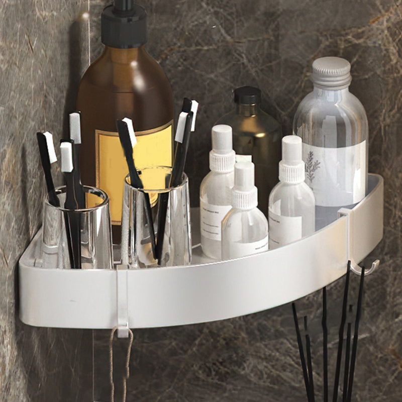 Modern 2/3-Piece Bathroom Set Stainless Triangle Bath Shelf in Aluminum White Triangle 1 Piece Clearhalo 'Bathroom Hardware Sets' 'Bathroom Hardware' 'Bathroom Remodel & Bathroom Fixtures' 'bathroom_hardware_sets' 'Home Improvement' 'home_improvement' 'home_improvement_bathroom_hardware_sets' 7116000