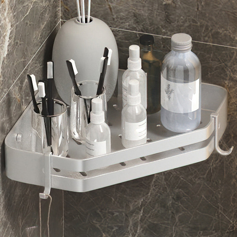 Modern 2/3-Piece Bathroom Set Stainless Triangle Bath Shelf in Aluminum White Hollow 1 Piece Clearhalo 'Bathroom Hardware Sets' 'Bathroom Hardware' 'Bathroom Remodel & Bathroom Fixtures' 'bathroom_hardware_sets' 'Home Improvement' 'home_improvement' 'home_improvement_bathroom_hardware_sets' 7116006