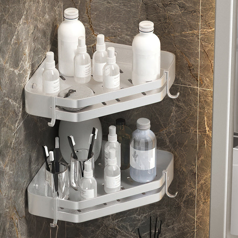 Modern 2/3-Piece Bathroom Set Stainless Triangle Bath Shelf in Aluminum White Hollow 2 Piece Set Clearhalo 'Bathroom Hardware Sets' 'Bathroom Hardware' 'Bathroom Remodel & Bathroom Fixtures' 'bathroom_hardware_sets' 'Home Improvement' 'home_improvement' 'home_improvement_bathroom_hardware_sets' 7116007