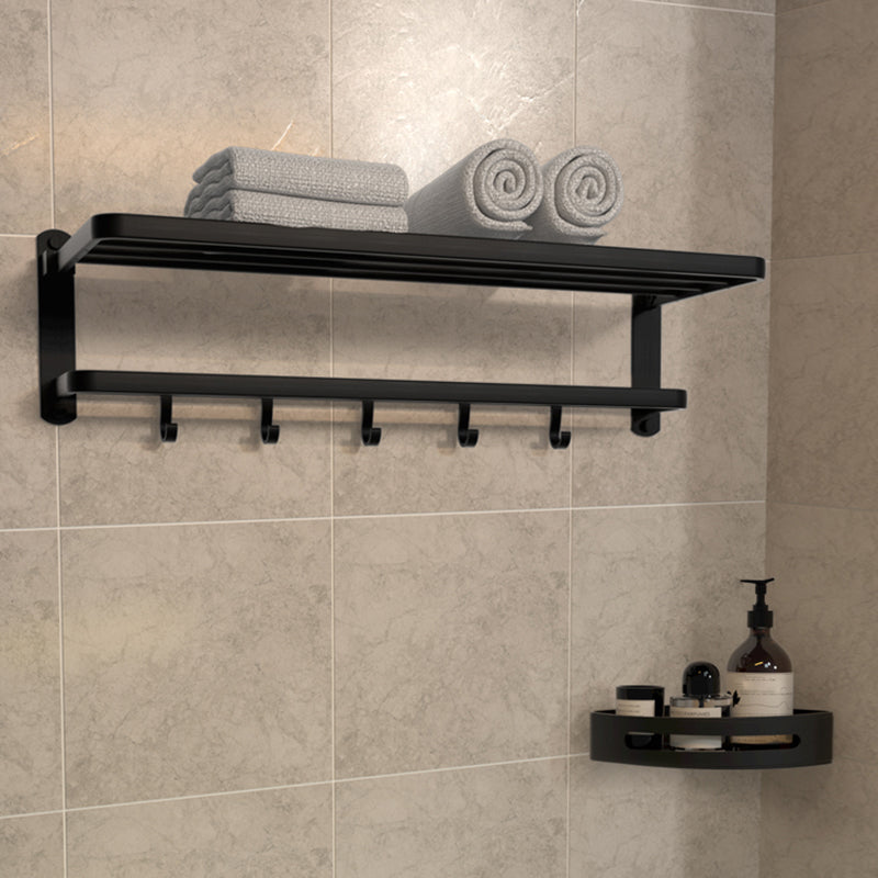 Modern Matte Black Bathroom Accessory Set with Towel Bar/Bath Shelf & Robe Hooks Black Towel Rack with Bath Shelf (Triangular) Clearhalo 'Bathroom Hardware Sets' 'Bathroom Hardware' 'Bathroom Remodel & Bathroom Fixtures' 'bathroom_hardware_sets' 'Home Improvement' 'home_improvement' 'home_improvement_bathroom_hardware_sets' 7116026