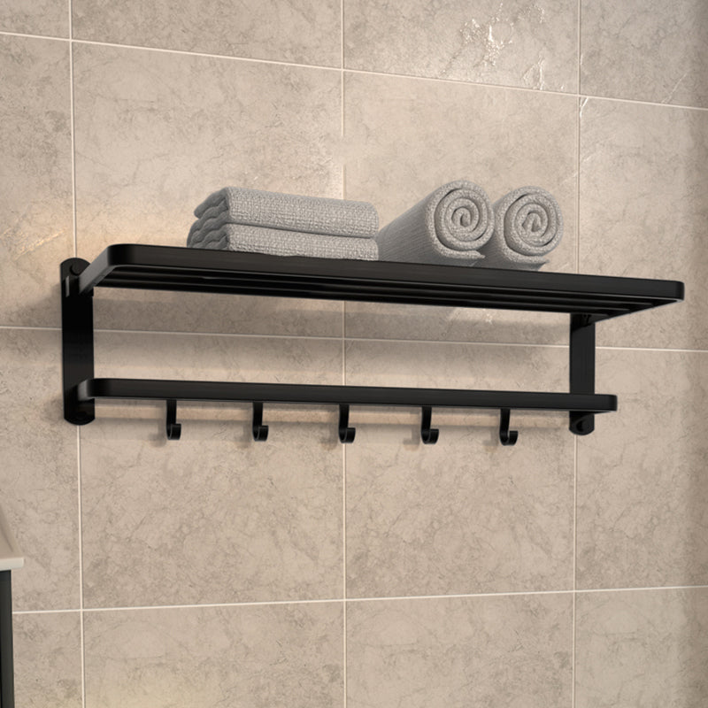 Modern Matte Black Bathroom Accessory Set with Towel Bar/Bath Shelf & Robe Hooks Black Foldable Towel Rack Clearhalo 'Bathroom Hardware Sets' 'Bathroom Hardware' 'Bathroom Remodel & Bathroom Fixtures' 'bathroom_hardware_sets' 'Home Improvement' 'home_improvement' 'home_improvement_bathroom_hardware_sets' 7116030