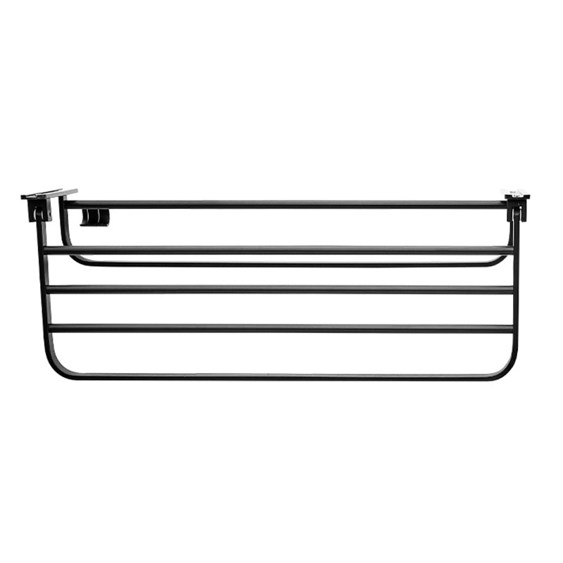 Modern Matte Black Bathroom Accessory Set with Towel Bar/Bath Shelf & Robe Hooks Clearhalo 'Bathroom Hardware Sets' 'Bathroom Hardware' 'Bathroom Remodel & Bathroom Fixtures' 'bathroom_hardware_sets' 'Home Improvement' 'home_improvement' 'home_improvement_bathroom_hardware_sets' 7116033