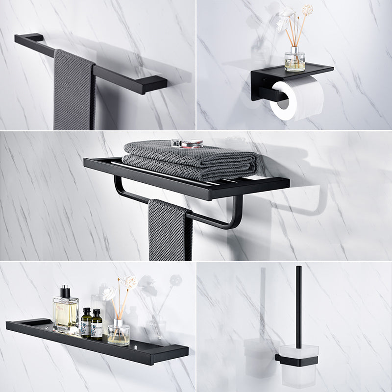 5-Piece Modernism Bath Hardware Set in Stainless Steel Matte Black 5 piece Set Clearhalo 'Bathroom Hardware Sets' 'Bathroom Hardware' 'Bathroom Remodel & Bathroom Fixtures' 'bathroom_hardware_sets' 'Home Improvement' 'home_improvement' 'home_improvement_bathroom_hardware_sets' 7116067