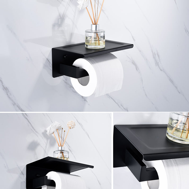 5-Piece Modernism Bath Hardware Set in Stainless Steel Matte Black Clearhalo 'Bathroom Hardware Sets' 'Bathroom Hardware' 'Bathroom Remodel & Bathroom Fixtures' 'bathroom_hardware_sets' 'Home Improvement' 'home_improvement' 'home_improvement_bathroom_hardware_sets' 7116069