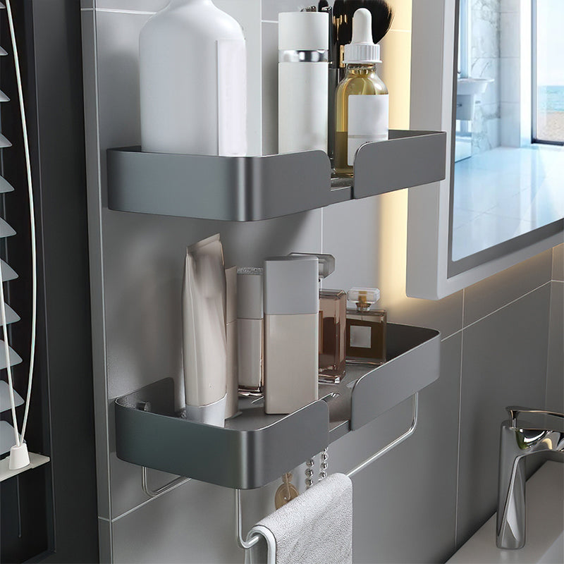 3 Piece Modern Bathroom Hardware Set Aluminum Bath Shelf in Grey Clearhalo 'Bathroom Hardware Sets' 'Bathroom Hardware' 'Bathroom Remodel & Bathroom Fixtures' 'bathroom_hardware_sets' 'Home Improvement' 'home_improvement' 'home_improvement_bathroom_hardware_sets' 7116084