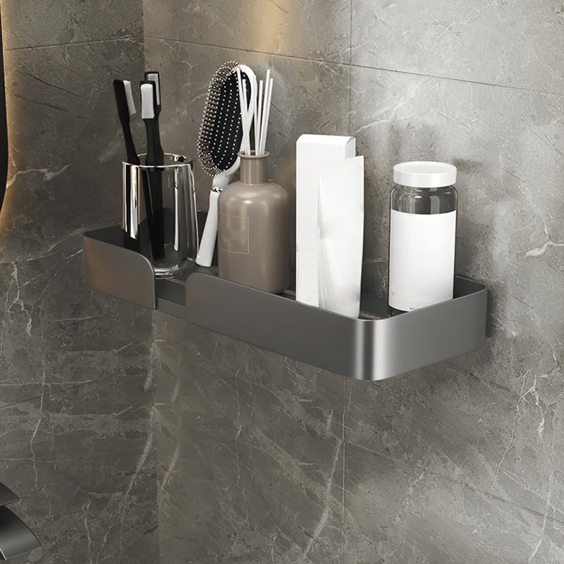 3 Piece Modern Bathroom Hardware Set Aluminum Bath Shelf in Grey 1 Piece Bath Shelf Clearhalo 'Bathroom Hardware Sets' 'Bathroom Hardware' 'Bathroom Remodel & Bathroom Fixtures' 'bathroom_hardware_sets' 'Home Improvement' 'home_improvement' 'home_improvement_bathroom_hardware_sets' 7116086