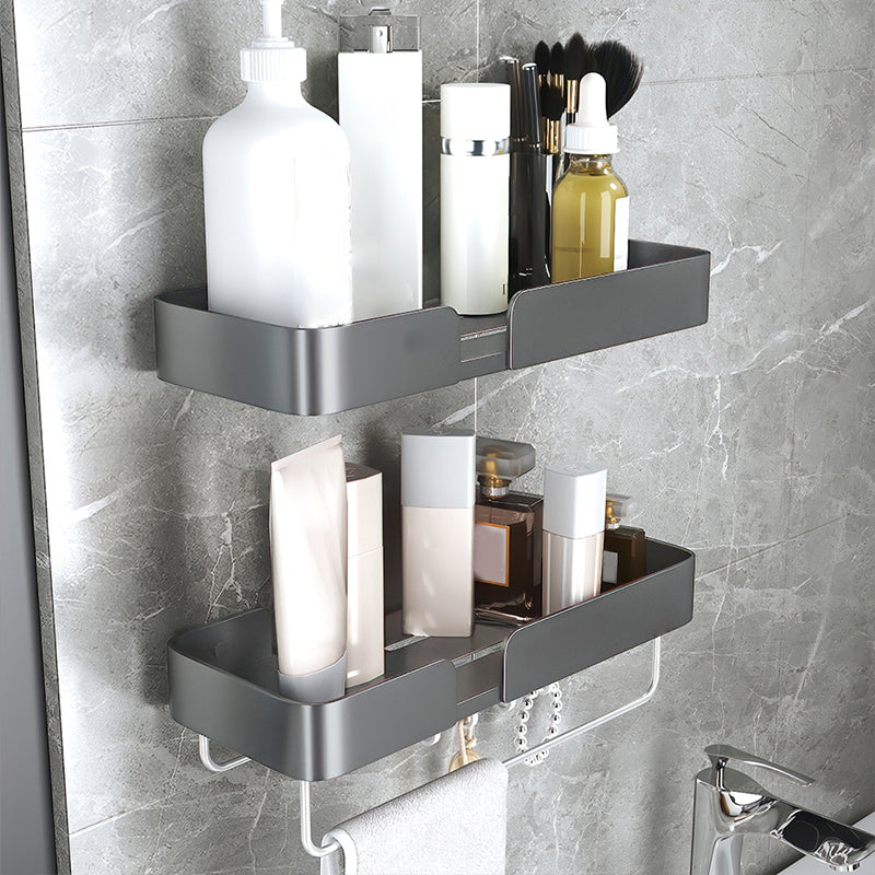 3 Piece Modern Bathroom Hardware Set Aluminum Bath Shelf in Grey Clearhalo 'Bathroom Hardware Sets' 'Bathroom Hardware' 'Bathroom Remodel & Bathroom Fixtures' 'bathroom_hardware_sets' 'Home Improvement' 'home_improvement' 'home_improvement_bathroom_hardware_sets' 7116087