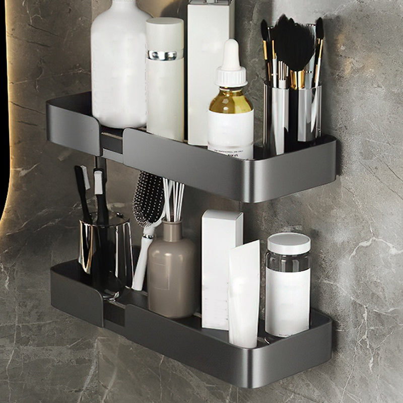 3 Piece Modern Bathroom Hardware Set Aluminum Bath Shelf in Grey 2 Piece Set Bath Shelf Clearhalo 'Bathroom Hardware Sets' 'Bathroom Hardware' 'Bathroom Remodel & Bathroom Fixtures' 'bathroom_hardware_sets' 'Home Improvement' 'home_improvement' 'home_improvement_bathroom_hardware_sets' 7116088