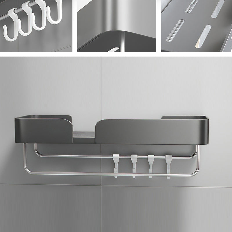 3 Piece Modern Bathroom Hardware Set Aluminum Bath Shelf in Grey Clearhalo 'Bathroom Hardware Sets' 'Bathroom Hardware' 'Bathroom Remodel & Bathroom Fixtures' 'bathroom_hardware_sets' 'Home Improvement' 'home_improvement' 'home_improvement_bathroom_hardware_sets' 7116089