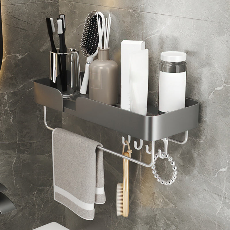 3 Piece Modern Bathroom Hardware Set Aluminum Bath Shelf in Grey 1 Piece Bathroom Shelf (With Hook) Clearhalo 'Bathroom Hardware Sets' 'Bathroom Hardware' 'Bathroom Remodel & Bathroom Fixtures' 'bathroom_hardware_sets' 'Home Improvement' 'home_improvement' 'home_improvement_bathroom_hardware_sets' 7116092