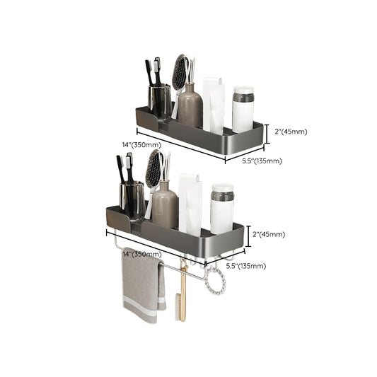 3 Piece Modern Bathroom Hardware Set Aluminum Bath Shelf in Grey Clearhalo 'Bathroom Hardware Sets' 'Bathroom Hardware' 'Bathroom Remodel & Bathroom Fixtures' 'bathroom_hardware_sets' 'Home Improvement' 'home_improvement' 'home_improvement_bathroom_hardware_sets' 7116100