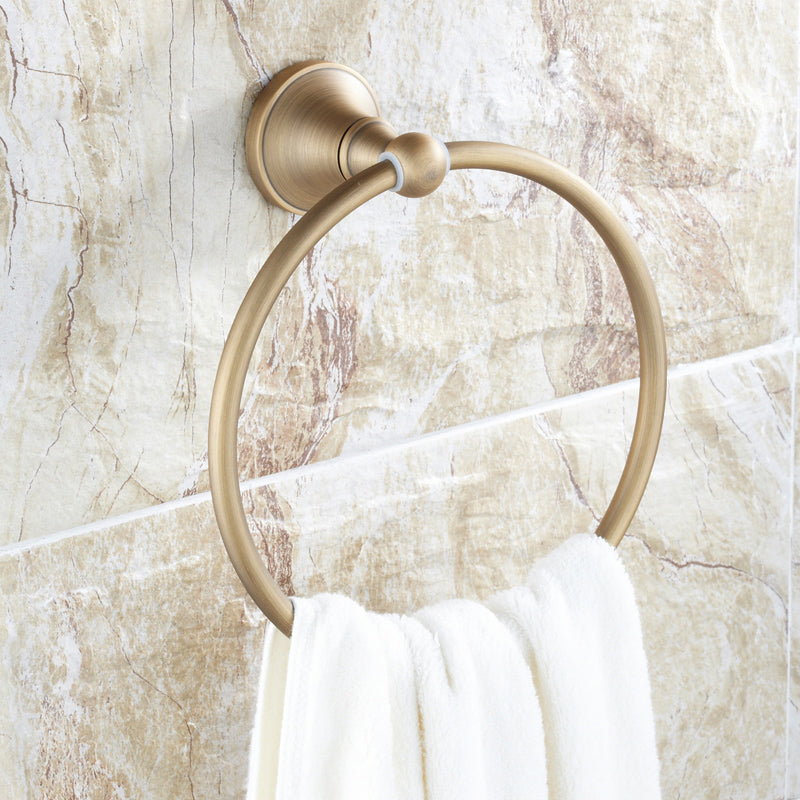 Traditional Bathroom Accessories Hardware Set Brass Accessories Hardware Set Towel Ring Clearhalo 'Bathroom Hardware Sets' 'Bathroom Hardware' 'Bathroom Remodel & Bathroom Fixtures' 'bathroom_hardware_sets' 'Home Improvement' 'home_improvement' 'home_improvement_bathroom_hardware_sets' 7116105