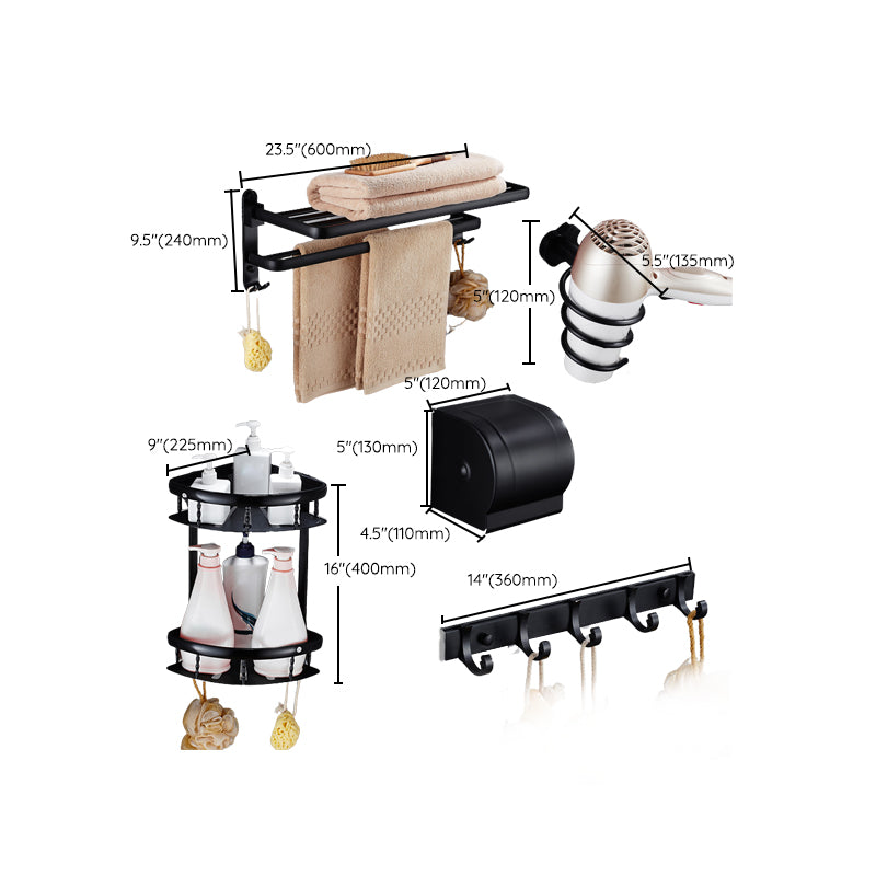 Modern Bathroom Accessories Hardware Set Black Accessories Hardware Set Clearhalo 'Bathroom Hardware Sets' 'Bathroom Hardware' 'Bathroom Remodel & Bathroom Fixtures' 'bathroom_hardware_sets' 'Home Improvement' 'home_improvement' 'home_improvement_bathroom_hardware_sets' 7116163