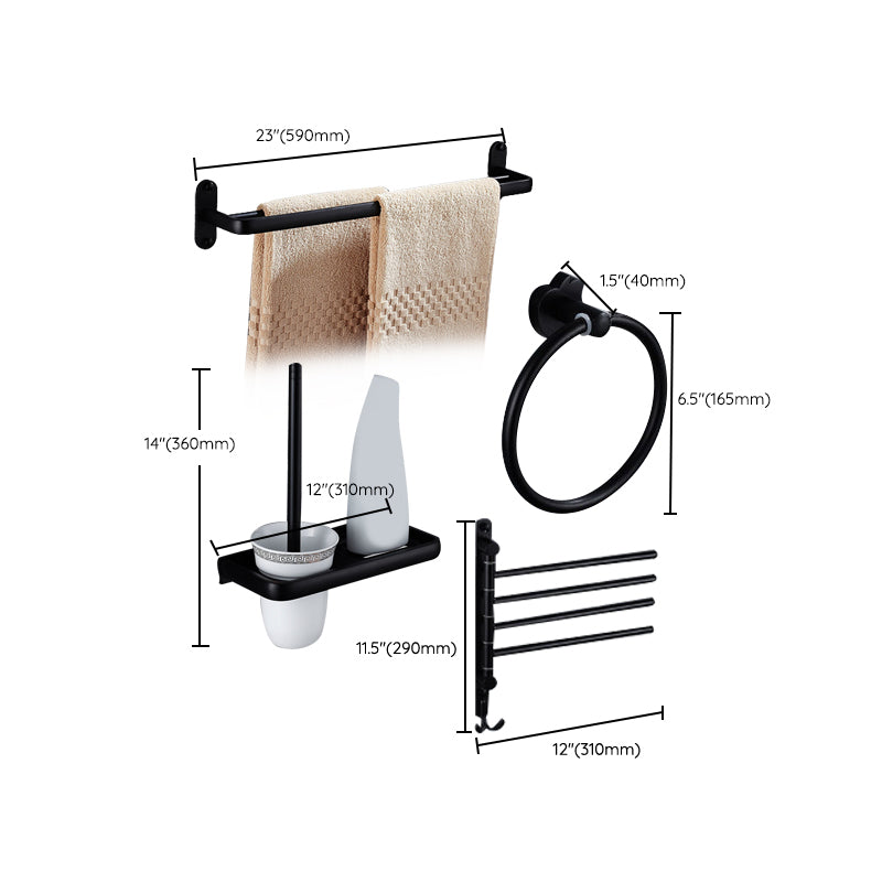 Modern Bathroom Accessories Hardware Set Black Accessories Hardware Set Clearhalo 'Bathroom Hardware Sets' 'Bathroom Hardware' 'Bathroom Remodel & Bathroom Fixtures' 'bathroom_hardware_sets' 'Home Improvement' 'home_improvement' 'home_improvement_bathroom_hardware_sets' 7116164