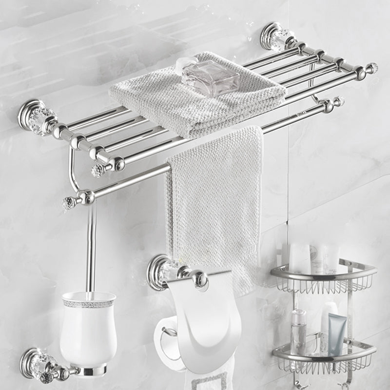 Modern Bathroom Accessories Hardware Set Silver Accessories Hardware Set 4-Piece Set Clearhalo 'Bathroom Hardware Sets' 'Bathroom Hardware' 'Bathroom Remodel & Bathroom Fixtures' 'bathroom_hardware_sets' 'Home Improvement' 'home_improvement' 'home_improvement_bathroom_hardware_sets' 7116206