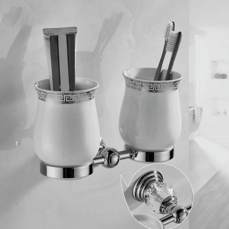 Modern Bathroom Accessories Hardware Set Silver Accessories Hardware Set Double Cup Holder Clearhalo 'Bathroom Hardware Sets' 'Bathroom Hardware' 'Bathroom Remodel & Bathroom Fixtures' 'bathroom_hardware_sets' 'Home Improvement' 'home_improvement' 'home_improvement_bathroom_hardware_sets' 7116216