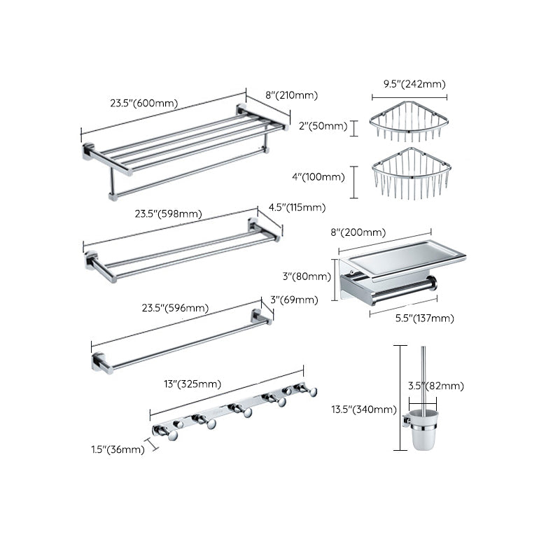 Modern Bathroom Accessory Kit Silver Bathroom Accessories Hardware Set Clearhalo 'Bathroom Hardware Sets' 'Bathroom Hardware' 'Bathroom Remodel & Bathroom Fixtures' 'bathroom_hardware_sets' 'Home Improvement' 'home_improvement' 'home_improvement_bathroom_hardware_sets' 7116239