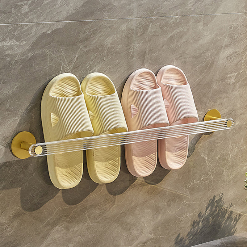 Modern Bathroom Accessory Set in Gold Metal and Acrylic Bath Hardware Set Slipper Rack (20"L) Clearhalo 'Bathroom Hardware Sets' 'Bathroom Hardware' 'Bathroom Remodel & Bathroom Fixtures' 'bathroom_hardware_sets' 'Home Improvement' 'home_improvement' 'home_improvement_bathroom_hardware_sets' 7116294