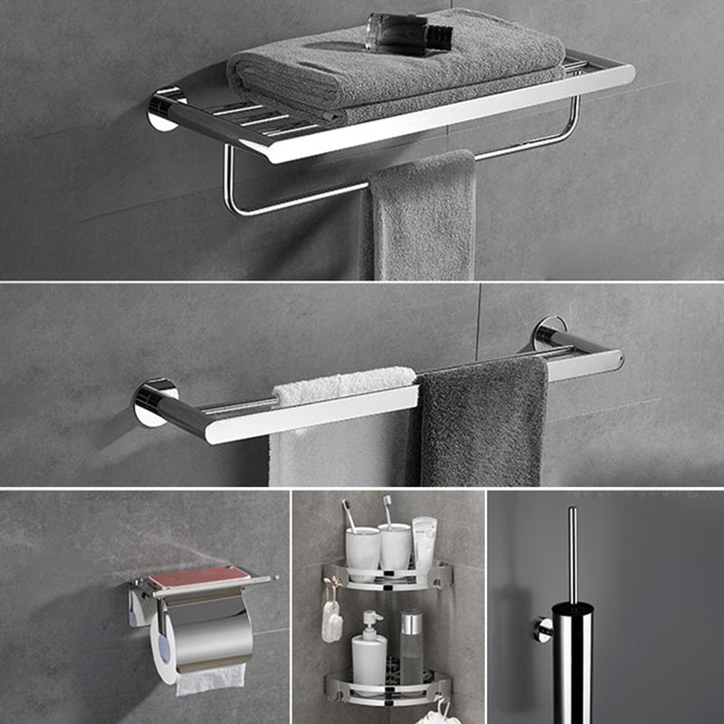 Modern Bathroom Accessories Hardware Set Silver Bathroom Hardware Set 6-Piece Set (Toilet Brush) Clearhalo 'Bathroom Hardware Sets' 'Bathroom Hardware' 'Bathroom Remodel & Bathroom Fixtures' 'bathroom_hardware_sets' 'Home Improvement' 'home_improvement' 'home_improvement_bathroom_hardware_sets' 7116328