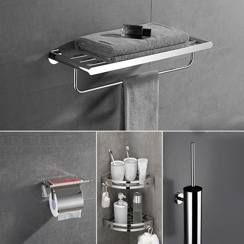 Modern Bathroom Accessories Hardware Set Silver Bathroom Hardware Set 5-Piece Set (Triangle Bath Shelf) Clearhalo 'Bathroom Hardware Sets' 'Bathroom Hardware' 'Bathroom Remodel & Bathroom Fixtures' 'bathroom_hardware_sets' 'Home Improvement' 'home_improvement' 'home_improvement_bathroom_hardware_sets' 7116330