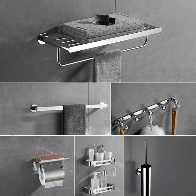 Modern Bathroom Accessories Hardware Set Silver Bathroom Hardware Set Single Bar 7-Piece Set Clearhalo 'Bathroom Hardware Sets' 'Bathroom Hardware' 'Bathroom Remodel & Bathroom Fixtures' 'bathroom_hardware_sets' 'Home Improvement' 'home_improvement' 'home_improvement_bathroom_hardware_sets' 7116333