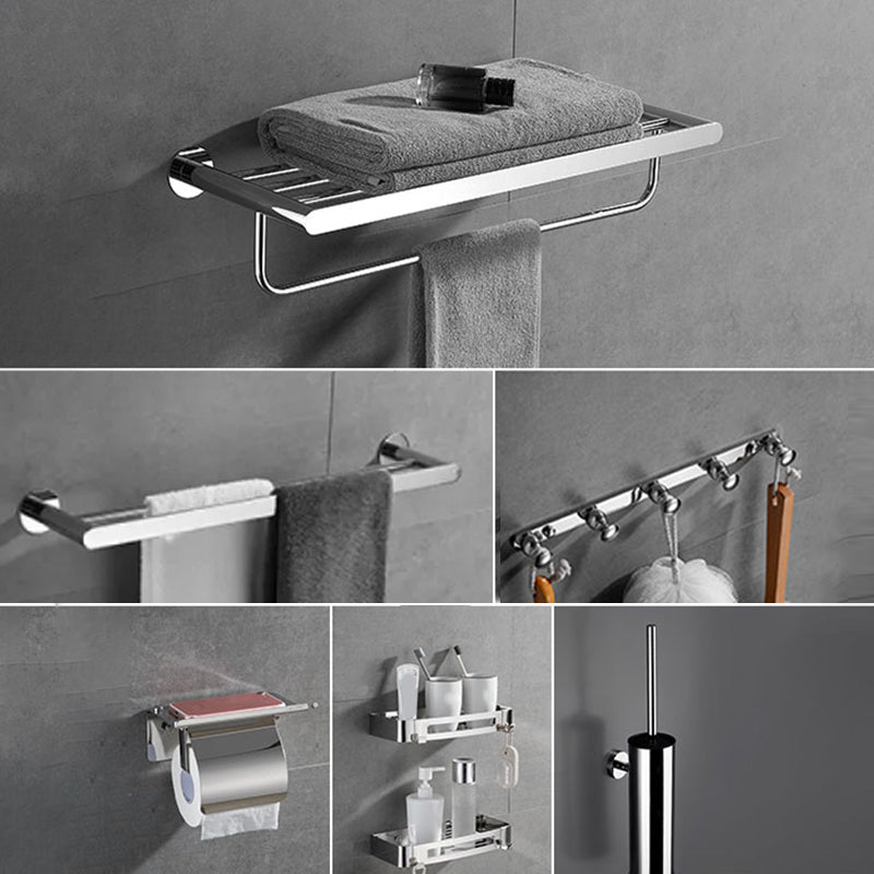 Modern Bathroom Accessories Hardware Set Silver Bathroom Hardware Set Double Bars 7-Piece Set Clearhalo 'Bathroom Hardware Sets' 'Bathroom Hardware' 'Bathroom Remodel & Bathroom Fixtures' 'bathroom_hardware_sets' 'Home Improvement' 'home_improvement' 'home_improvement_bathroom_hardware_sets' 7116334